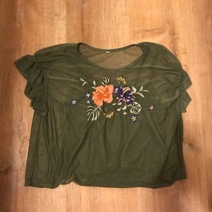 Sheer Crop top with tank under